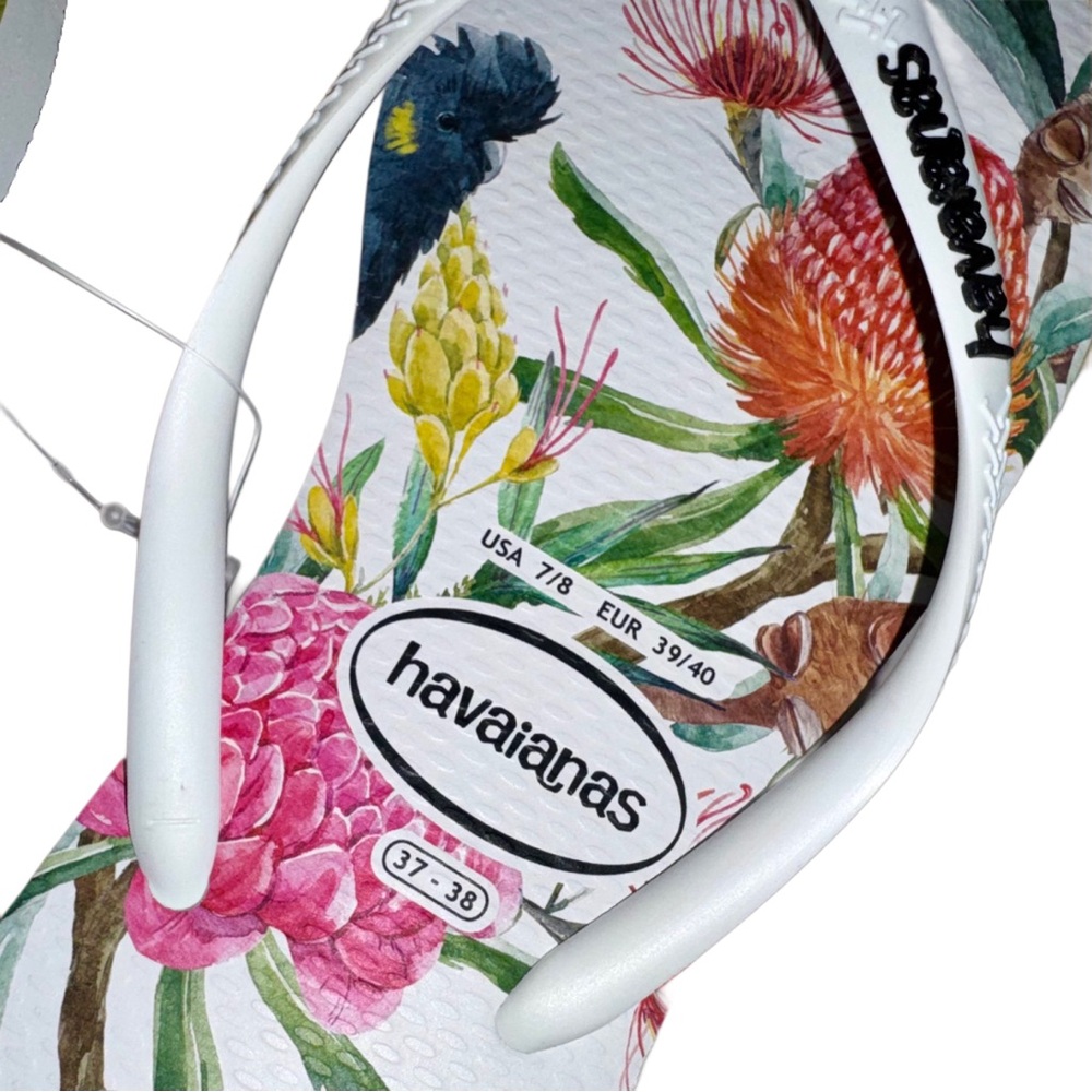 **SOLD** Havaianas Slim Flora Flip Flop Floral Thong Sandals Women's Size 7/8 - Picture 10 of 12